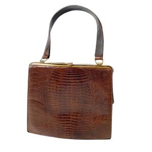 Beautiful Vintage Brown Purse Handbag Lizard Look